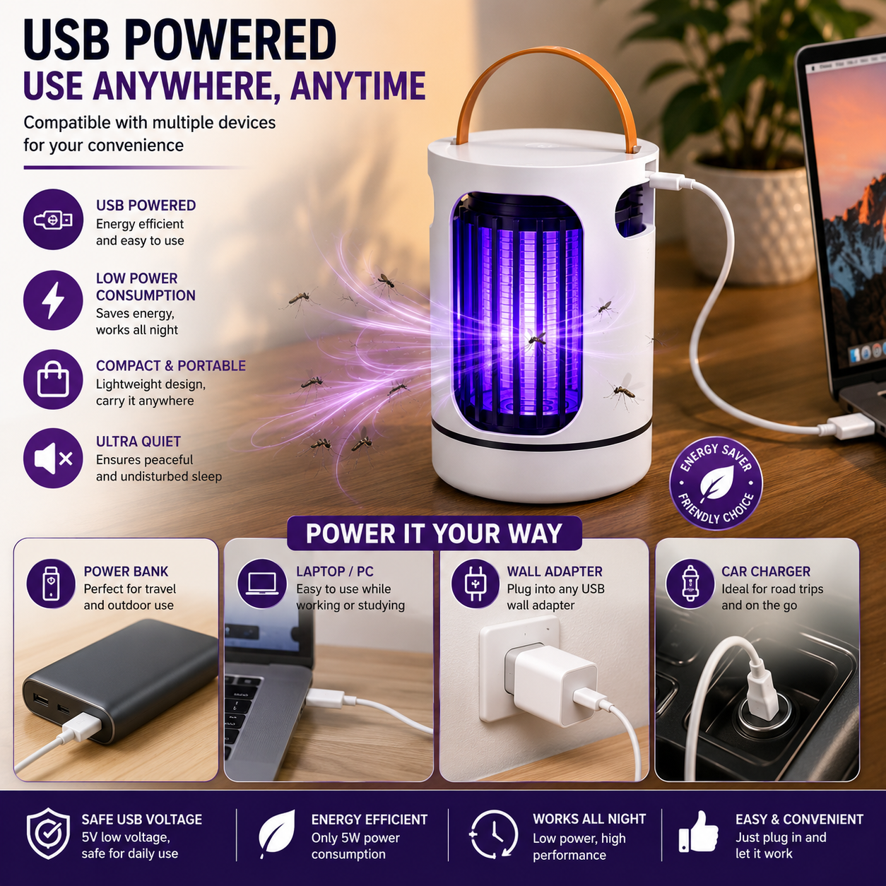 ⚡ 50% OFF Today – Portable Mosquito Killer Lamp